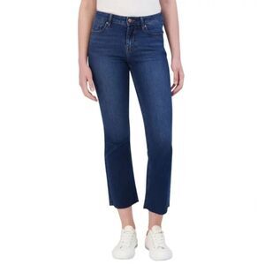 VIGOSS Women's Marley Bootcut Crop Jeans Fitted Stretch Mid-Rise Dark Blue Sz 28